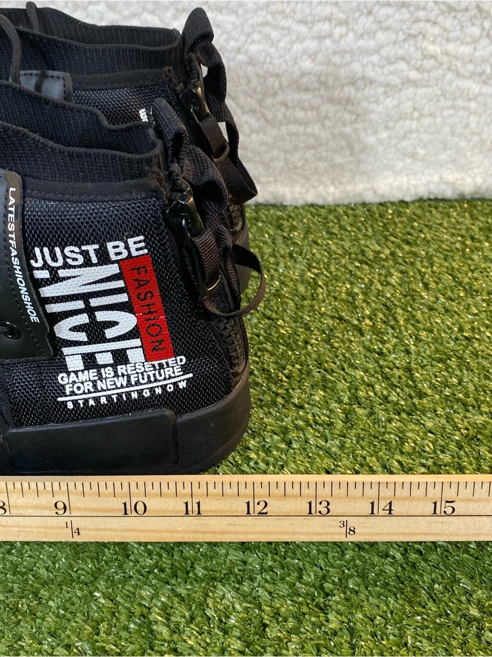 Runmaxx Casual Fashion Knit Mesh Shoes Men SZ 11 (44) Black Lace Up Hi Athletic